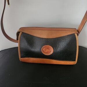 Vintage Dooney & Bourke Black and Brown Leather Crossbody Bag